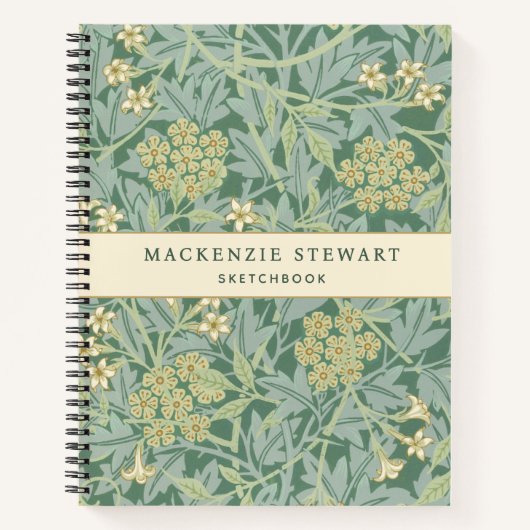 Green Jasmine Botanical Pattern Sketchbook Notizblock (Vorderseite)