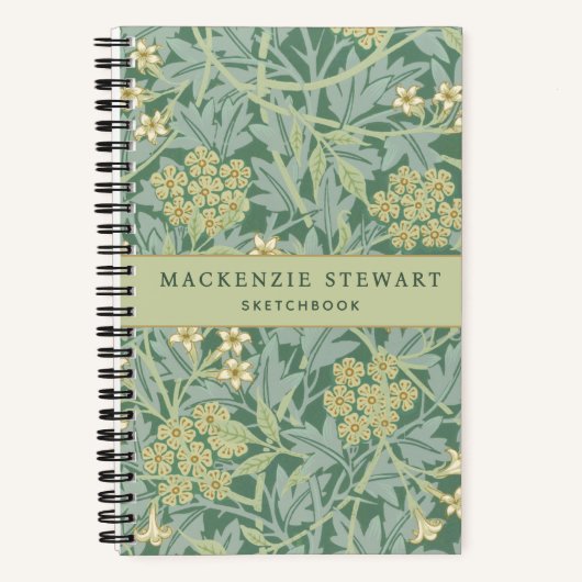 Green Jasmine Floral Pattern Sketchbook Notizblock (Vorderseite)