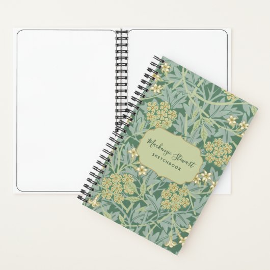 Green Jasmine Floral Pattern Sketchbook Notizblock (Innen)
