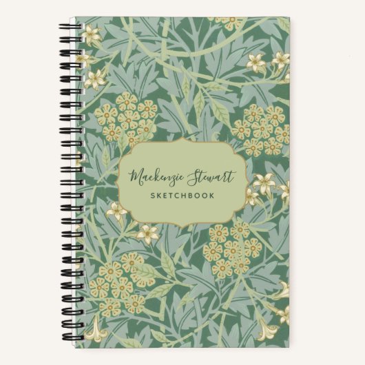 Green Jasmine Floral Pattern Sketchbook Notizblock (Vorderseite)