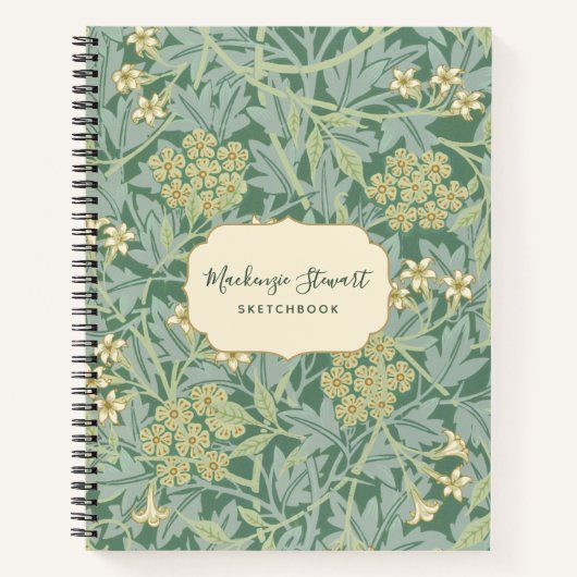 Green Jasmine Floral Pattern Sketchbook Notizblock (Vorderseite)
