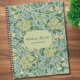 Green Jasmine Floral Pattern Sketchbook Notizblock