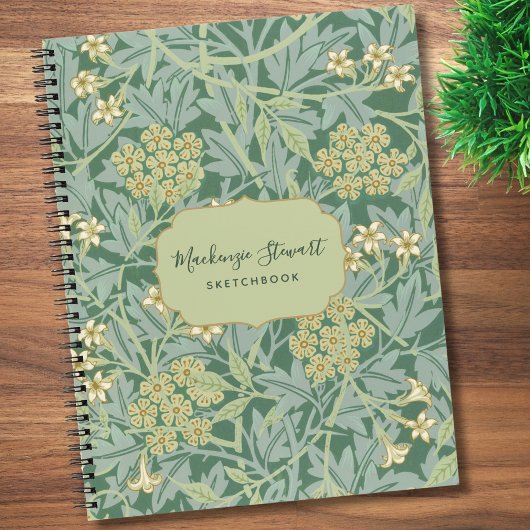Green Jasmine Floral Pattern Sketchbook Notizblock