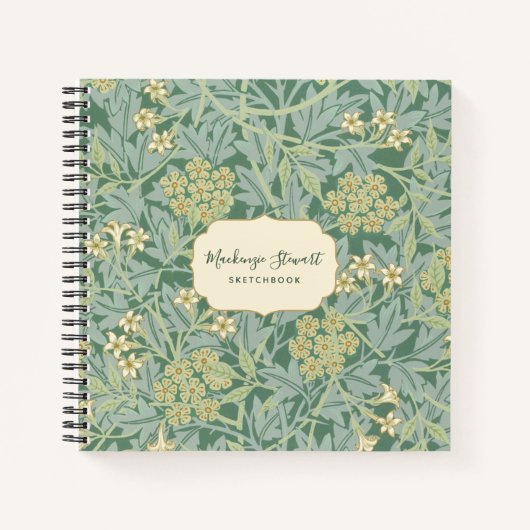 Green Jasmine Floral Pattern Sketchbook Notizblock (Vorderseite)