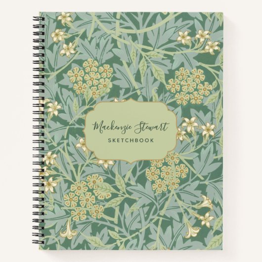 Green Jasmine Floral Pattern Sketchbook Notizblock (Vorderseite)