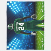 Green Jersey Personalisiert Football Player Fleecedecke (Vorderseite)
