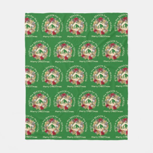 Green JESUS DIE GRÜNDE Weihnachtskrippe Krippe Fleecedecke (Vorderseite)