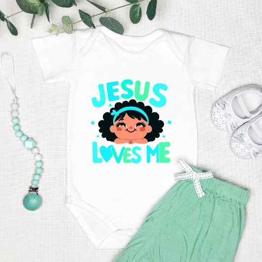 Green "Jesus Lieben Me" Design Baby Strampler