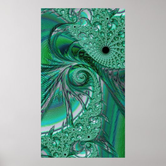 Green Jeweled Bird of Paradise Fraktal Abstrakt Poster (Vorne)