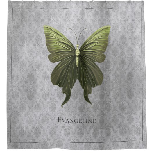 Green Jeweled Butterfly Duschvorhang (Vorderseite)