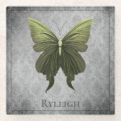 Green Jeweled Butterfly Glasuntersetzer (Vorderseite)