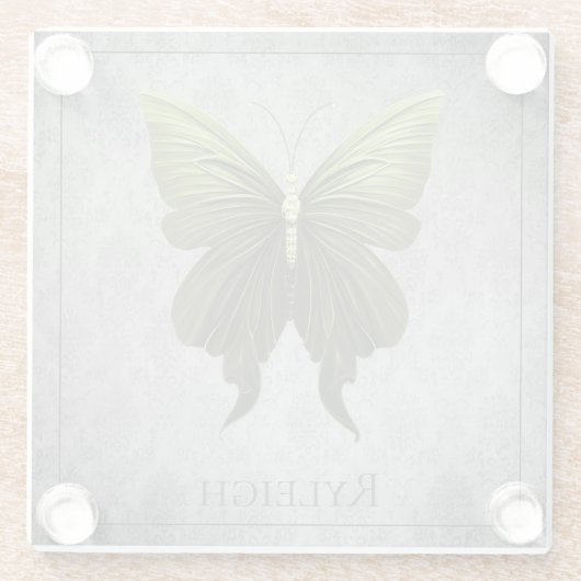 Green Jeweled Butterfly Glasuntersetzer (Rückseite)
