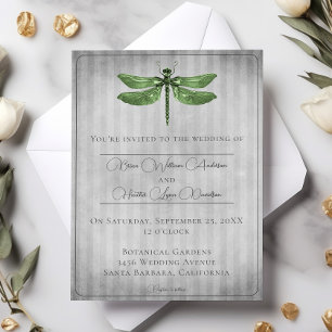 Green Jeweled Dragonfly Wedding Einladung