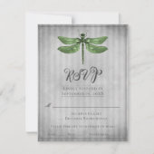 Green Jeweled Dragonfly Wedding RSVP (Vorderseite)