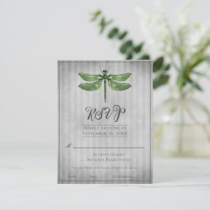 Green Jeweled Dragonfly Wedding RSVP