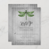 Green Jeweled Dragonfly Wedding RSVP (Vorne/Hinten)