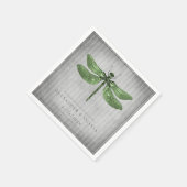 Green Jeweled Dragonfly Wedding Serviette (Ecke)