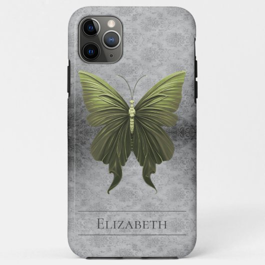 Green Jewels Butterfly Damask Case-Mate iPhone Hülle (Rückseite)