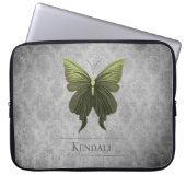 Green Jewels Butterfly Damask Laptopschutzhülle (Vorderseite)