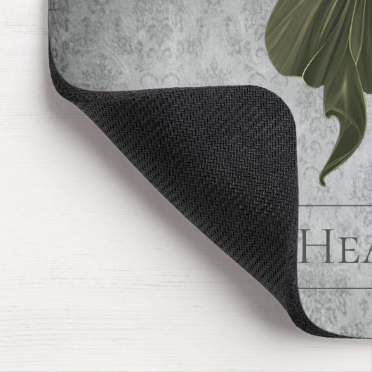 Green Jewels Butterfly Damask Mousepad (Ecke)