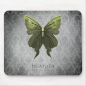 Green Jewels Butterfly Damask Mousepad (Vorne)