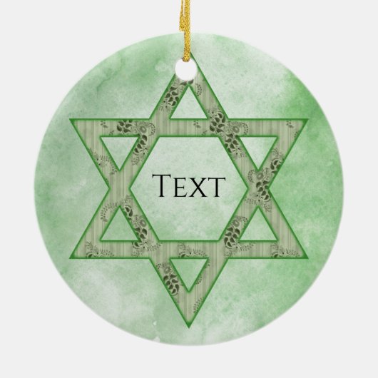 Green Jewish Star Keramik Ornament (Hinten)