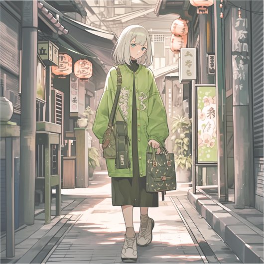 Green JK シール Seal|寿司娘 GenerativeAI Aufkleber (Vorderseite)