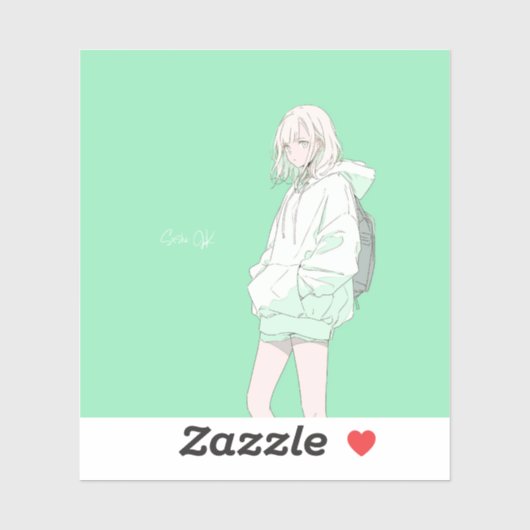 Green JK シール Seal｜寿司娘 GenerativeAI Aufkleber (Blatt)