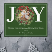 Green Joy Christmas Wreath Foto Feiertagskarte