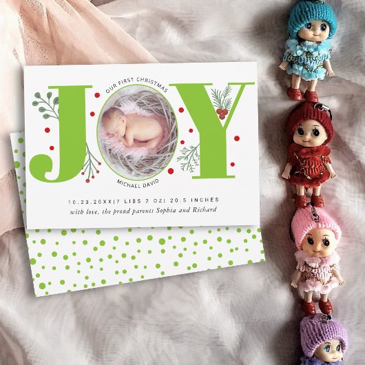 Green Joy Erste Weihnachtsferien Foto Geburt Ankündigung