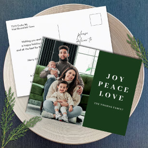Green Joy Peace Liebe Minimaler Name der Weihnacht Feiertagspostkarte