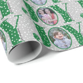 Green JOY und Schneeflocken zwei Fotos Weihnachten Geschenkpapier (Rolleneckpunkt)