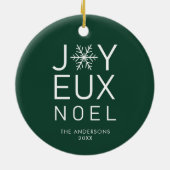 Green Joyeux Weihnachten Moderne Typografie Urlaub Keramik Ornament (Hinten)