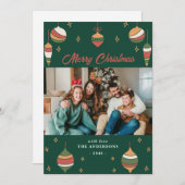 Green Joyful Weihnachtsschmuck Familie Fotokarten Feiertagskarte (Vorne/Hinten)
