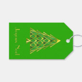 Green Joyoux Noel Christmas Tree Gift Tag Geschenkanhänger (Vorderseite (Horizontal))