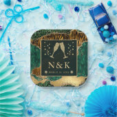 Green Jungle Animal Print Glitzer Agate Wedding Pappteller (Party)