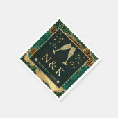 Green Jungle Animal Print Glitzer Agate Wedding Serviette (Ecke)