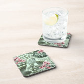 Green Jungle Print and Orchids Plastic Coaster Set Getränkeuntersetzer (Rechte Seite)
