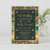 Green Jungle Safari Glitzer Agate 21. Geburtstag Einladung (Stehend Vorderseite)