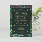 Green Jungle Safari Glitzer Agate 21. Geburtstag Einladung (Stehend Vorderseite)