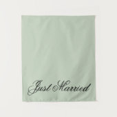 Green Just Married Fabric Car Wedding Banner Sign Wandteppich (Vorderseite)