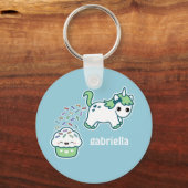 Green Kackend Unicorn Schlüsselanhänger (Vorderseite)