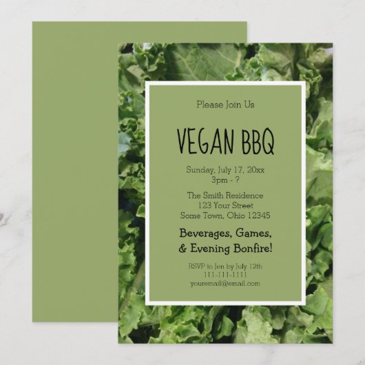 Green Kale Vegan Grillen Cookout Party Einladung (Vorne/Hinten)