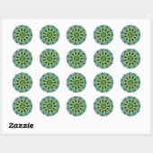 Green Kaleidoskop Runder Aufkleber (Blatt)