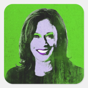 Green Kamala Harris Pop Art Quadratischer Aufkleber