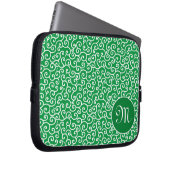 Green Karakusa Arabesque Spiral Muster Laptopschutzhülle (Vorne Rechts)
