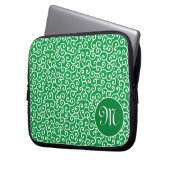 Green Karakusa Arabesque Spiral Muster Laptopschutzhülle (Vorderseite Links)