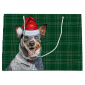 Green Kariert Blue Heeler Hund Lover Holiday Große Geschenktüte (Vorderseite)