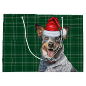 Green Kariert Blue Heeler Hund Lover Holiday Große Geschenktüte (Rückseite)