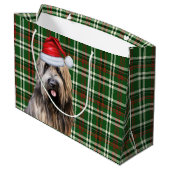 Green Kariert Briard Shepherd Dog Lover Holiday Große Geschenktüte (Rückseite Schrägansicht)